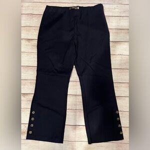 Crosby Dress Pants Womens 8 Navy Blue Cropped Straight Button Detail Career